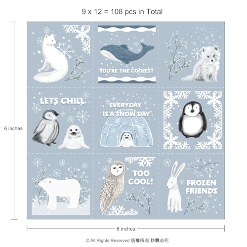 Cheerland Winter Friends Temporary Tattoos - 108pcs Arctic Animals