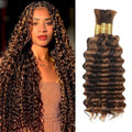 Light Brown Deep Curly Braiding Hair Extensions - 24 Inch 3 Bundles