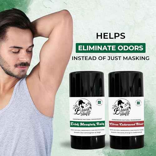The Black Stuff Natural Deodorant with Cocoa Butter & Lemon - Aluminum Free for Men, Long-Lasting Freshness, Irish Mountain Rain & Citrus Cedarwood Blast (Pack of 2)