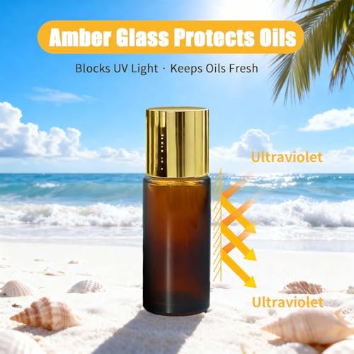 Rose Quartz Roller Bottle 50ml Amber Glass Refillable