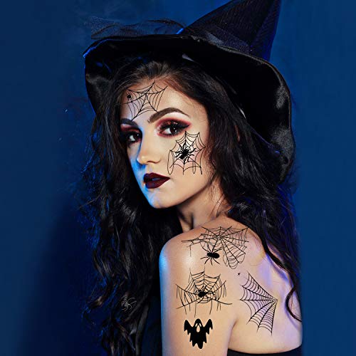 36 Halloween Spider Web Temporary Face Tattoos - 12 Styles