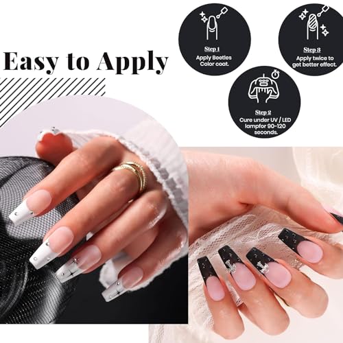 Beetles Gel Nail Polish Kit- 2 Pcs 15ml Black And White Gel Polish Black Gel Nail Polish Black Nail Polish Soak Off Led Gel Polish Nail Art Manicure Salon Diy at Home