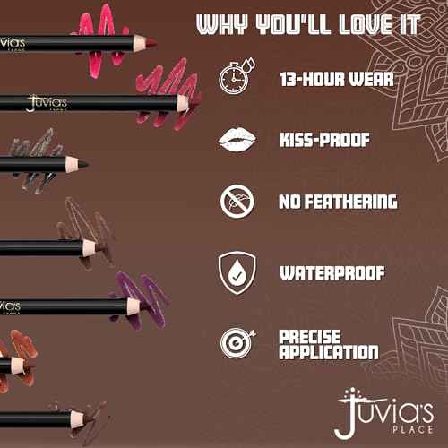 Juvia's Place Long Wear Lip Pencil ? Demure ? Waterproof & Kiss-proof, Long Lasting Lip Liner, Smooth Makeup Application - Soft Matte Finish Base for Lipstick - 13 Hours of Wear for Everyday Use