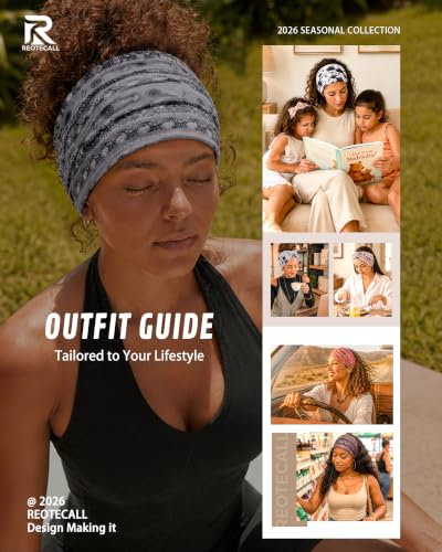 REOTECALL Extra Wide Non-Slip Headbands for Women - 6 Pack