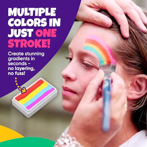 Blue Squid Face Painting Kit for Kids ? 60g/2.12oz Split Cake Face Paint Palette, One Stroke Rainbow Colors, with Brushes & Stencils - Non-Toxic, Water Activated - Kids Party & Halloween Makeup Kit