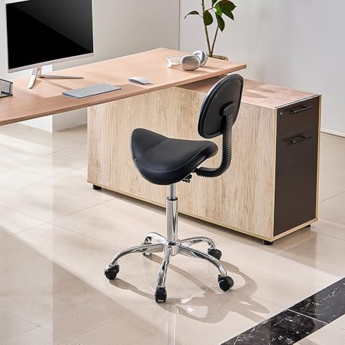 VEVOR Saddle Stool with Back Support, 450 lbs Capacity