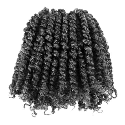 Passion Twist Hair,6 Inch Passion Twist Braiding Hair,Short Pre Looped Crochet Twist Jumbo Pre-twisted Two Strand Braids 8 Packs (Salt and Pepper)