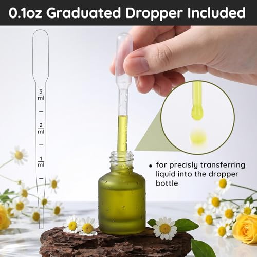 Segbeauty 15ml Frosted Glass Dropper Bottles (4-Pack) Essential Oil