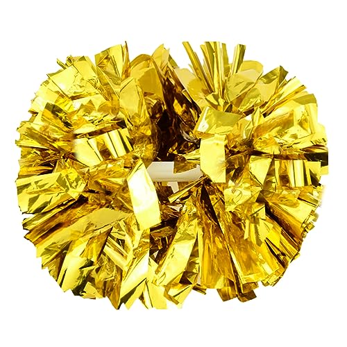 Hooshing Gold Pom Poms with Baton Handles - 2 Pack Cheerleading Poms (14in)