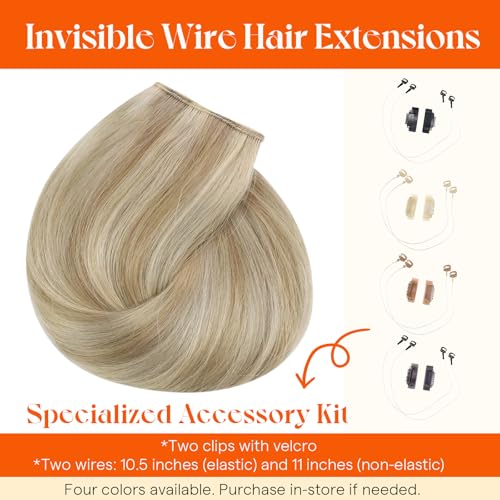 Sunny Hair Wire Extensions Real Human Hair 18" Golden Blonde