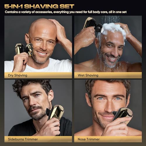 Electric Shaver for Women, Electric Razor with 7D Magnetic Shaver Heads, Wet Dry Waterproof Bald Head Trimmer Kit for Women & Men, Nose Ear Hair Trimmer, USB Rechargeable Clippers, Purple