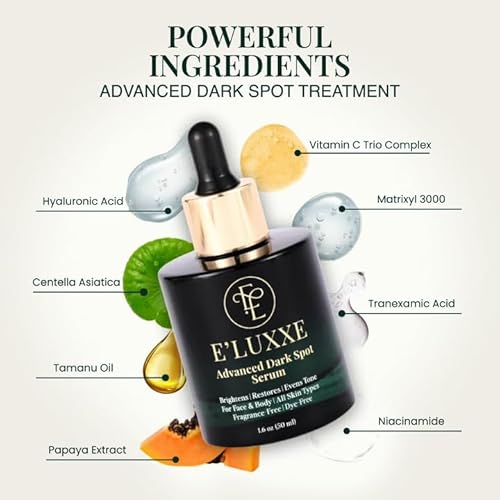 E'Luxxe Clinical Hyperpigmentation & Dark Spot Serum ? Tranexamic Acid, Niacinamide & Vitamin C ? For Face & Body, Post-Acne & Dark Scar Marks ? Fragrance-Free 50ml