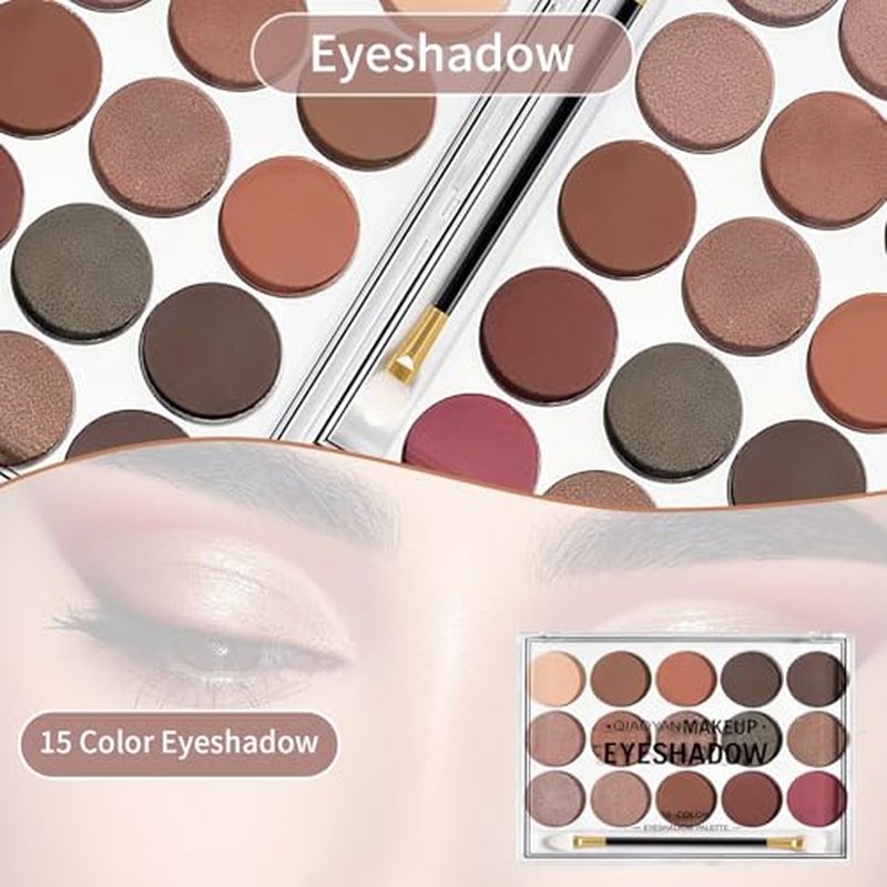 37-Piece Makeup Kit for Women - Full Face Set with Eyeshadow & Brushes