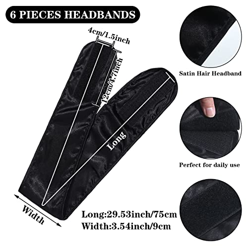 Hercicy 6-Pack Satin Hair Wrap Headband – Adjustable Spa Headwear