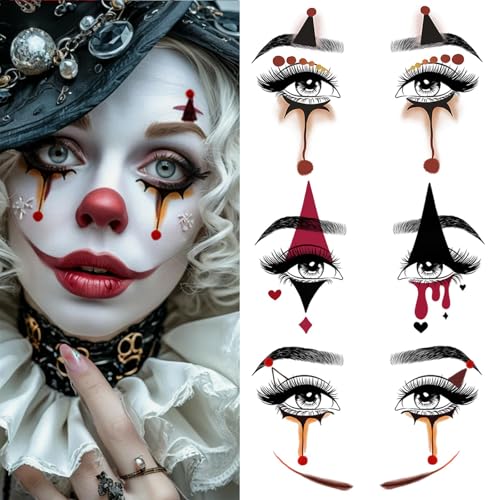 Halloween Face Makeup Tattoos Stickers - 12 Sheets Waterproof