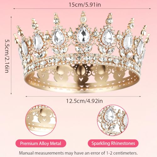Sparkly Rhinestone Crown for Women - Queen Tiara Hair Accessory