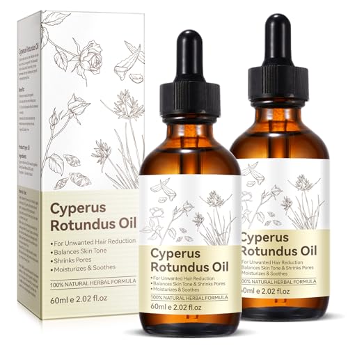 Cyperus Rotundus Oil 2 Pack, Cyprus Oil for Hair Removal, Natural Soothing and Gentle, Reducing Body Hair Growth, Smooth Skin & Hair Removal, 2.02 Fl Oz