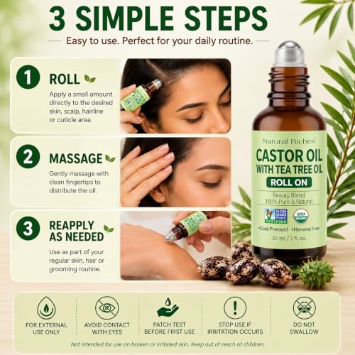 Castor Oil with Tea Tree Oil - Hair & Scalp Care Roller 1oz