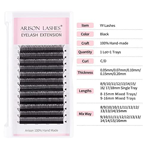 5D W Shape Eyelash Extension Natural Soft Volume 0.07mm D curl 8mm Premade Fans Faux Mink Matte Black Cluster 12 rows