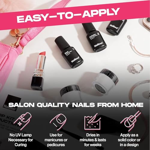 Nailboo Dip Powder Nail Kit Bundle with 3 Colors & Liquids - No UV Needed