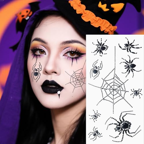 Halloween Spider Face Gems - Black Rhinestone Stickers