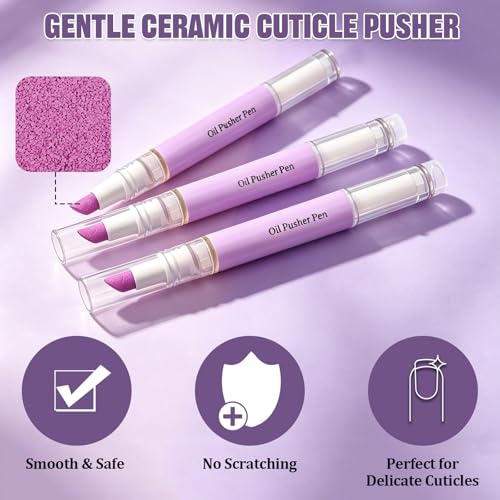 K-Gor 3 Pcs 2-in-1 Cuticle Oil Pusher Pen & Nipper Set