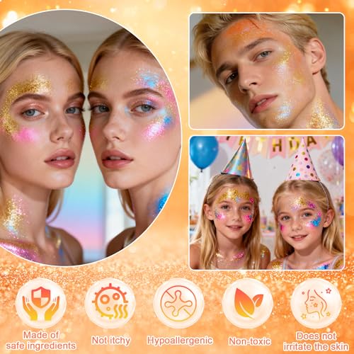 Vibrant Orange Body & Hair Glitter Stick - Waterproof Shimmer
