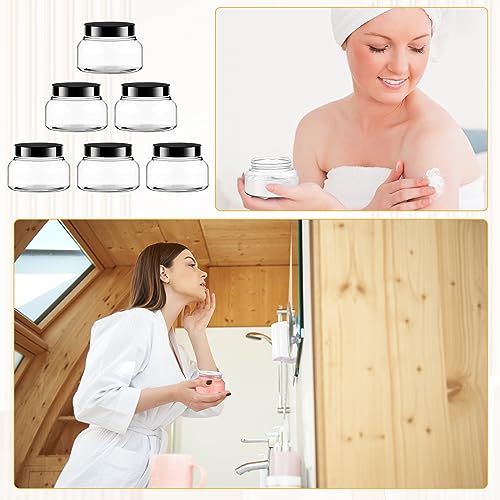 30 Pack Clear Body Scrub Jars, 8oz Clear Plastic Jars with Lids, Sugar Scrub Containers Empty Refillable Containers Round Low Profile Samples Jar for Makeup, Body Butter, Creams, Travel Storage