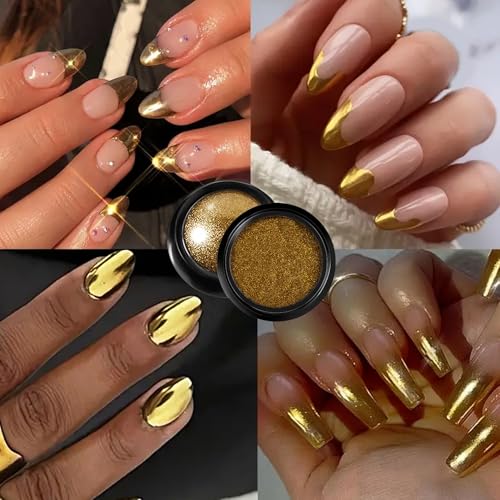 Gold Chrome Nail Powder for Mirror Effect Nail Art - Variation of THIS listing