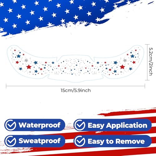 8 Pack Glitter Star Face Tattoos - Patriotic 4th of July