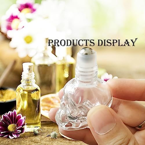 10ml Skull Glass Oil Roller Bottles - 7 Pack Essential Oils