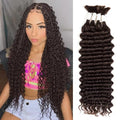 Gopukso Deep Wave Human Braiding Hair - Dark Brown 22 Inch, 4 Bundles for Boho Braids
