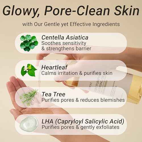Pore Purifying Cleansing Oil ? Korean Face Wash with Centella, Tea Tree, Green Tea & LHA ? Gentle Makeup Remover for Sensitive, Acne-Prone Skin, Deep Pore Cleanser, 6.76 fl oz