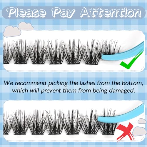 KevKev Lash Clusters 168 Pcs Cluster Lashes DIY Lash Extensions Mixed Styles Individual Lashes Eyelash Clusters Thin Band & Soft Lashes that Look Like Eyelash Extensions(Cloudy & Cirrus, D-8-16mix)