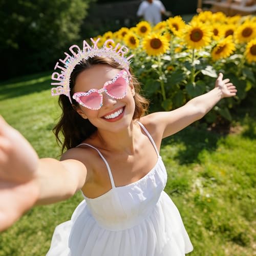 Pink Birthday Girl Headband & Sunglasses Party Kit - Jaciya Celebration Accessories