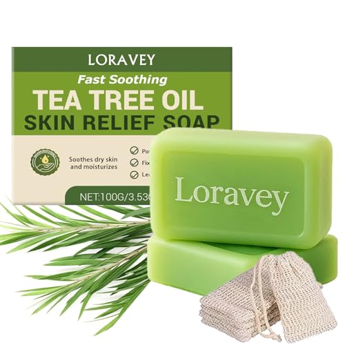 Antifungal Relief Soap Bar, Tea Tree Oil Soap, Natural Foot & Body Soaps for Healthy Skin,Relief Soap Bar Infused with Tea Tree Oil,Gentle Exfoliating Bar Soap for Men Women,3.5oz (1, 3.5OZ)