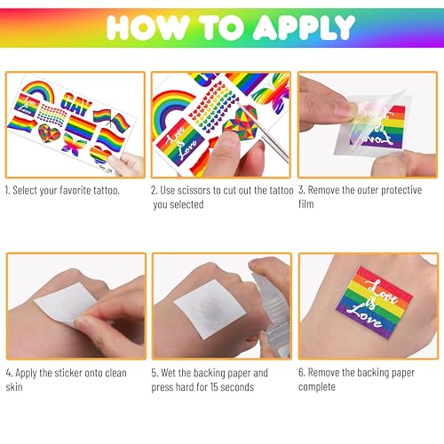 100 PCS Rainbow Pride Temporary Tattoos for Kids