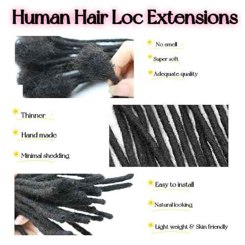 0.4cm & 0.6cm Width, 4-14 Inches10, 30, 60, 100 Strands Options 100% Real Human Hair Dreadlock Extensions for Men/Women/Kids, Handmade Permanent Loc Extension Bundles (0.6cm, 6inches, 60Strands)