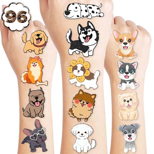 96PCS Dog Temporary Tattoos Waterproof Stickers
