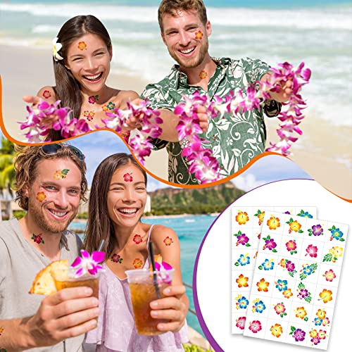 240 Pc Hibiscus Glitter Temporary Tattoos Hawaiian Party