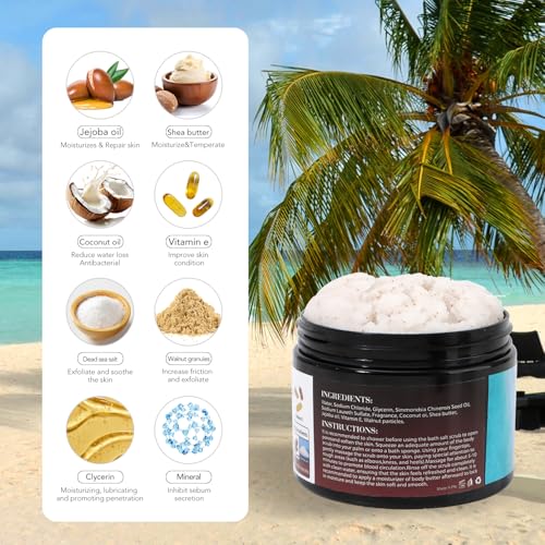 Coconut Body Scrub Exfoliator with Natural Ingredients Exfoliating Body Scrub for Women£¬Pure Oils and Dead Sea Salt Minerals£¬Moisturizing and Nourishing Skin(16.9oz)