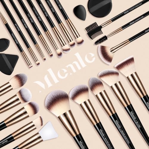 Mlemle Professional 25 Pc Makeup Brush Set with Sponges
