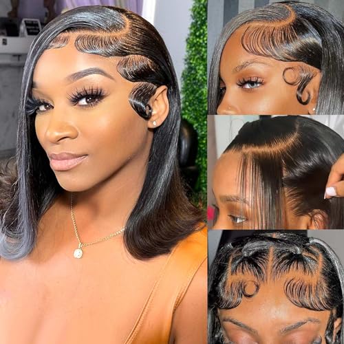 Bob Wig Human Hair 13x4 HD Lace Frontal 14 Inch Straight