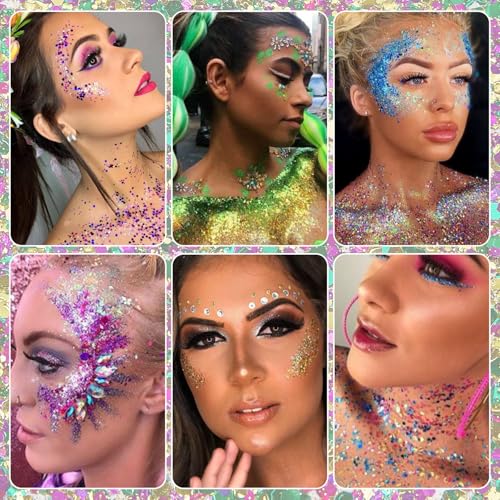 Chunky Glitter Gel for Body & Face - Holographic Shimmer Makeup