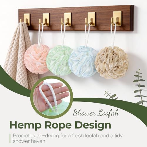 Loofah Sponge 4 Pack - Exfoliating Body Scrubber with Hanging Loop