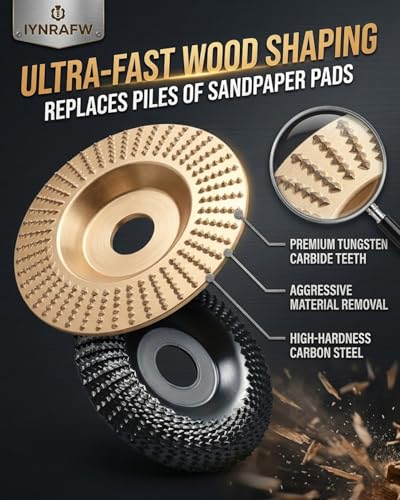 Wood Carving Disc Set for 4" & 4.5" Angle Grinders - Tungsten Carbide
