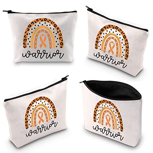 BLUPARK Leukemia Awareness Makeup Bag Leukemia Survivor Gift Leukemia Warrior Gift Orange Ribbon Support Zipper Bag (Leukemia Warrior)