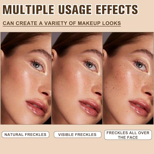 Freckle Stamp - Freckle Pen, Waterproof, Long-Lasting Fake Freckles Quick Dry 5-Point Faux Freckle Stamp Cushion Stain Marker Pencil Tool for Natural and Lifelike Sunkissed Face Freckle Makeup (Light)