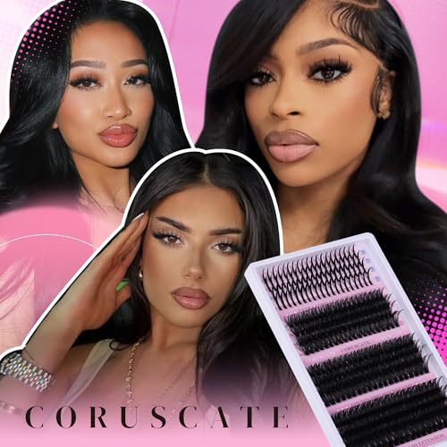 CORUSCATE Cluster Lashes with Spikes 60D80D100D - DIY Thick Volume Eyelash Extensions