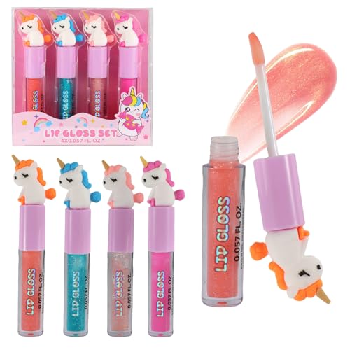 Unicorn Lip Gloss Sticks for Girls - 4 Pack